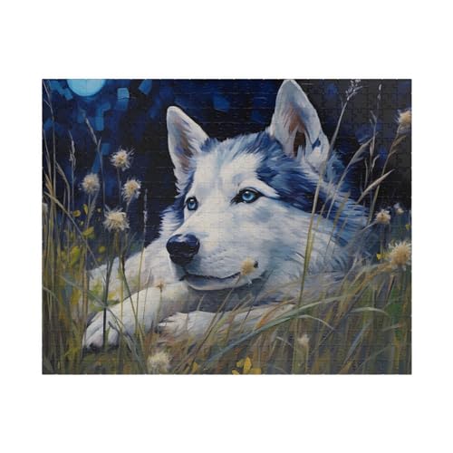 Lustiges Puzzle, 500 Teile für Erwachsene, Huskies im Park, niedliches Husky-Tierpuzzle, Holzpuzzle, Vorschulspielzeug, bestes Geschenk, Teenager, 52,1 x 38,1 cm von Yaesttie