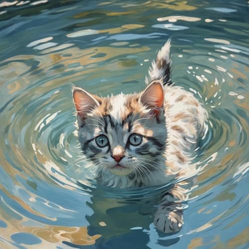 Lustiges Puzzle, 500 Teile für Erwachsene, Katze, Holzpuzzle im Schwimmen, Heimdekoration, große lustige Spiele, Familienaktivitäten, 52,1 x 38,1 cm von Yaesttie
