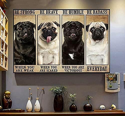 Lustiges Puzzle, 500 Teile für Erwachsene, Mops, Hund, Be Strong Be Brave Be Humble Be Badass, Hundeliebhaber, Holz, pädagogisches Puzzle, Dekorationen, Geschenk, 52,1 x 38,1 cm Lustiges Puzzle, 500 Teile für Erwachsene, Mops, Hund, Be Strong Be Brave Be Humble Be Badass, Hundeliebhaber, Holz, pädagogisches Puzzle, Dekorationen, Geschenk, 52,1 x 38,1 cm von Yaesttie