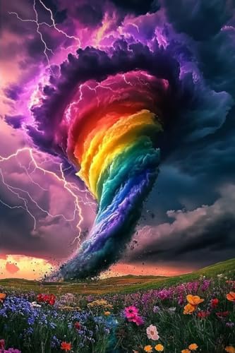 Lustiges Puzzle, 500 Teile für Erwachsene, Regenbogen-Tornadoess-Holz-Puzzle, jedes Stück ist einzigartig – lustiges Stressabbau-Geschenk, 52,1 x 38,1 cm von Yaesttie