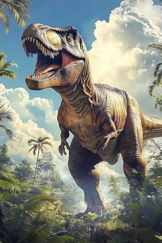Lustiges Puzzle, 500 Teile für Erwachsene, Terrorisierung des Tyrannosaurus Rex, Holz-Kunstwerk-Puzzle, herausfordernde und lustige Aktivität, 52,1 x 38,1 cm von Yaesttie