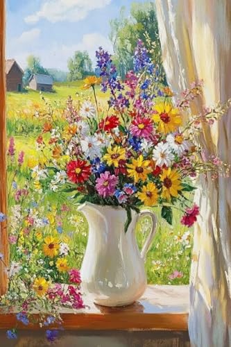 Lustiges Puzzle 500 Teile für Erwachsene, Fenstervase, Holz, herausfordernd für Party, tolle Geschenke für Puzzle-Liebhaber, 52,1 x 38,1 cm von Yaesttie