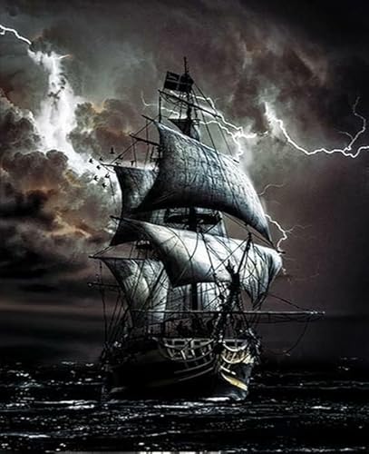 Lustiges Puzzle 500 Teile für Erwachsene, Segelboot im Sturm, Holz, lässige Unterhaltung, Aktivität, dekoratives Puzzle, 52,1 x 38,1 cm von Yaesttie