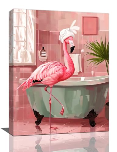 Lustiges Puzzle 500 Teile für Erwachsene Flamingo Flamingo Badezimmer Holzpuzzles Übungen für Erwachsene Puzzles 52,1 x 38,1 cm von Yaesttie
