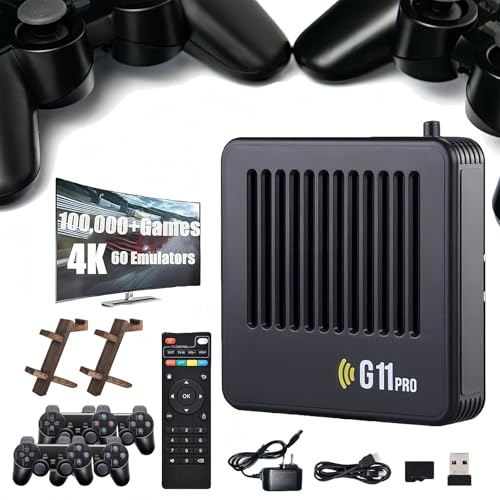 2026 Upgrade Retrowave G11 Pro, Retrowave G11 Pro - Das Original, 100000 Spiele, 4K, Portable Plug & Play Video Games mit Kabellosen Dual-Controllern(128G-40000,4 kabelloses Gamepad) von Yagerod