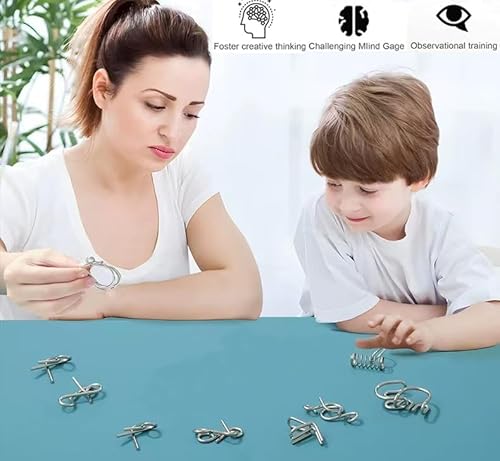 Berlinmoon Metall Puzzle Ring, Achtteilig Blaue Version Denksportaufgaben, 3D Metall Knobelspiele, Iq Puzzle Für Kinder Ab 12 (2pcC) von Yagerod