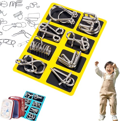 Berlinmoon Metall Puzzle Ring, Achtteilig Blaue Version Denksportaufgaben, 3D Metall Knobelspiele, Iq Puzzle Für Kinder Ab 12 (B) von Yagerod