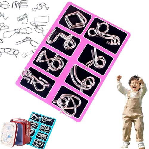 Berlinmoon Metall Puzzle Ring, Achtteilig Blaue Version Denksportaufgaben, 3D Metall Knobelspiele, Iq Puzzle Für Kinder Ab 12 (D) von Yagerod