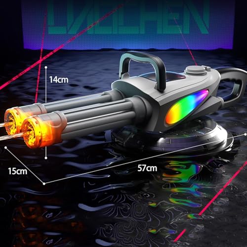 Doppelläufiges Gatling-Elektro-Wasserpistolen-Set, 360° Drehbare Leistungsstarke Wasserpistole Mit RGB-Licht, Große Reichweite, Langlebiger Wiederaufladbarer, Für Erwachsene Kinder (Mit RGB) von Yagerod