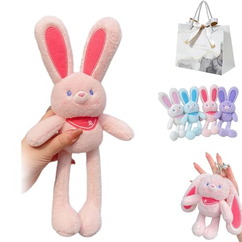 Pull Up Rabbit Plush Toys, 12" Easter Stuffed Rabbit Toy, Interactive Stretchy Design, Ultra-Soft & Safe Pull-Out Funny Plush Keychain, for Bags and Keys (E) von Yagerod