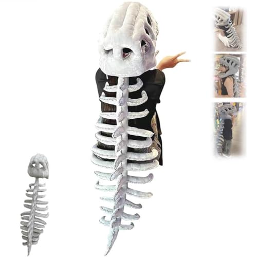 Yagerod Realistic Dinosaur Skeleton Costume Set, Halloween Dinosaur Themed Skull Cosplay Props, 3D Plush Dino-saur Skeleton Costume Set(115CM) von Yagerod