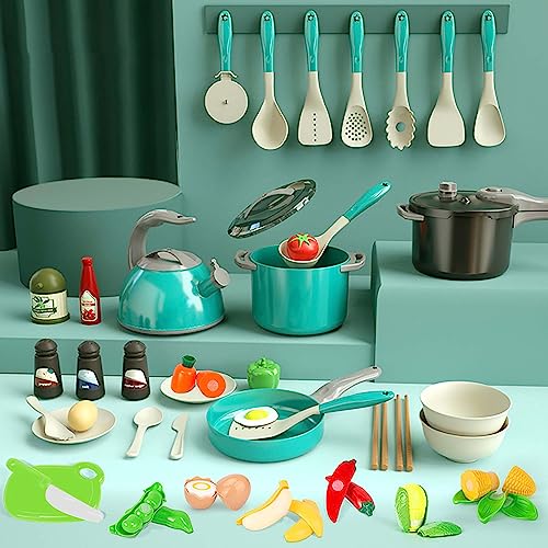 41pcs Kinderküche Zubehör,ABS-Kunststoff Spielküche Spielzeug spielküche zubehör，Kinder-Küchen-Kochset Kinderspielzeug Rollenspiele Geschenk für Kleinkinder Jungen Mädchen (Grün) von Yagosodee