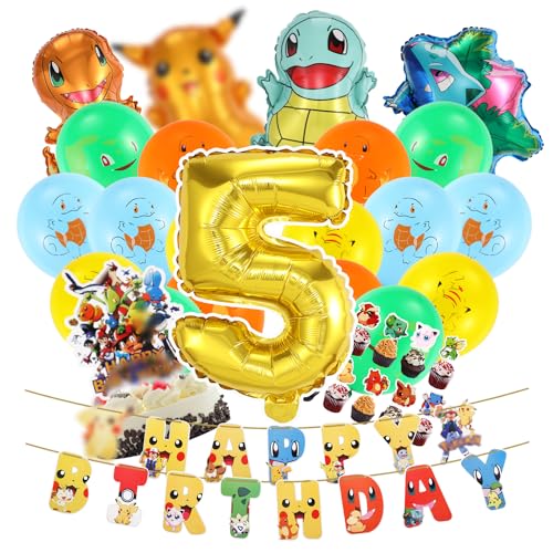 Kindergeburtstag deko luftballon poke geburtstag | geburtstagsdeko jungen , Happy Birthday Dekoration Banner Karikatur poke Luftballons deko… (5jarh) von Yagu