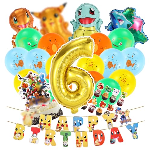 Kindergeburtstag deko luftballon 6 poke geburtstag | geburtstagsdeko jungen , Happy Birthday Dekoration Banner Karikatur poke Luftballons deko6 von Yagu