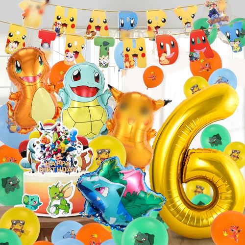 luftballon 6. geburtstag | geburtstagsdeko jungen 6 jahr, Happy Birthday Dekoration Banner Karikatur Luftballons deko von Yagu