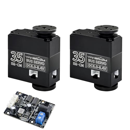 Yahboom 35 kg Servo Metal Gear Digital Servo + Drive Debugging Board Full Metal Shell 270° High Torque Servo, With for Remote Control Robots, Car Crawler Robots (35KG Bus Servo *2-board) von Yahboom