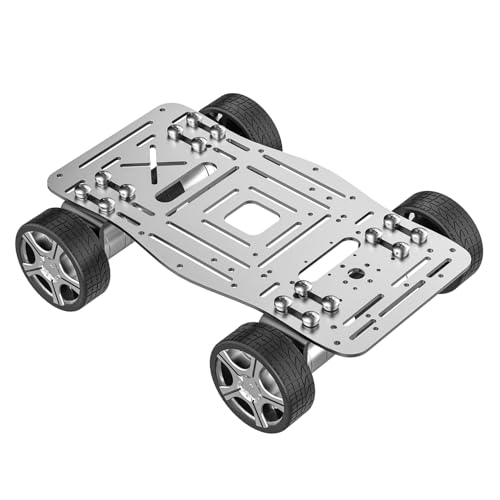 Yahboom RC Electric Car Chassis 4WD Wheels, Aluminum Alloy Motor,Suitable for DIY Electronic Design Competition, Expandable Raspberry Pi/UNO R3/Jetson (Silver Single-L 310 Motor Chassis(S)) von Yahboom