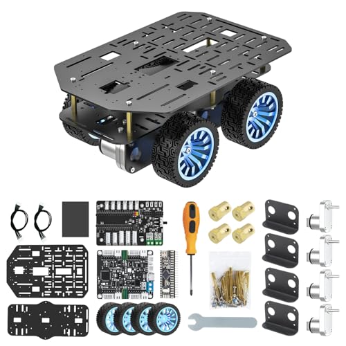 Yahboom 4WD Smart Chassis Car Kit, Equipped with Aluminum Chassis, 520 Encoder Motor, DC 12V Motor, 65mm Wheels, Robot Mobile Platform (4WD Chassis Without Battery) von Yahboom