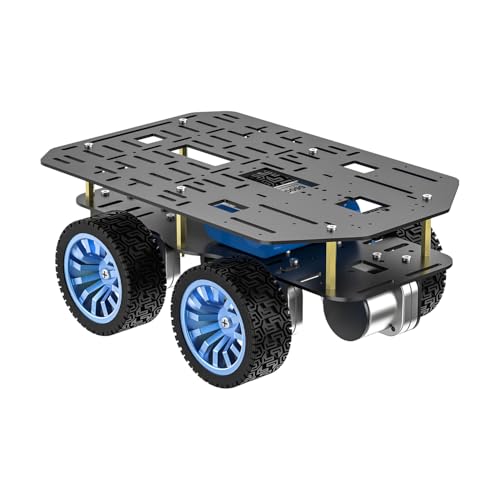 Yahboom 4WD Smart Chassis Car Kit, Equipped with Aluminum Chassis, 520 Encoder Motor, DC 12V Motor, 65mm Wheels, Robot Mobile Platform (4WD Chassis with Battery) von Yahboom