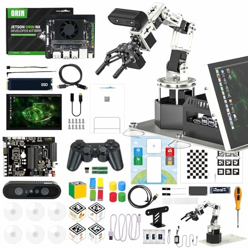 Yahboom DOFBOT Pro 6DOF Robotic Arm with Jetson Orin NX SUPER 8G Motherboard, 3D Point Cloud Recognition, AI Visual Recognition, Depth Camera and 10.1-inch Display (Ultimate with Orin NX 8GB) von Yahboom