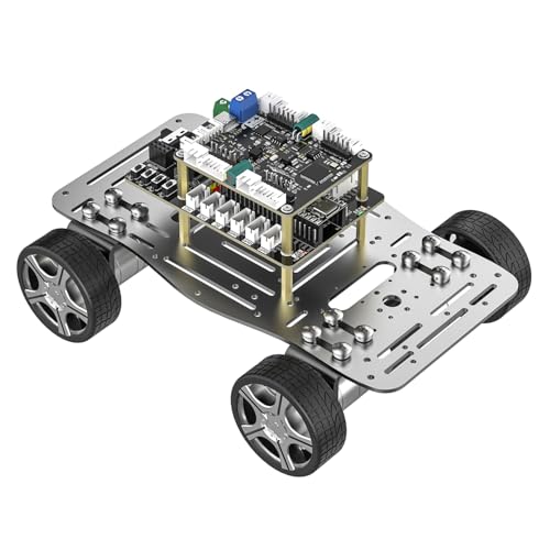 Yahboom RC Electric Car Chassis 4WD Wheels, Aluminum Alloy Motor,Suitable for DIY Electronic Design Competition, Expandable Raspberry Pi/UNO R3/Jetson (Chassis V1+Driver Board+MSPM0+Expansion) von Yahboom