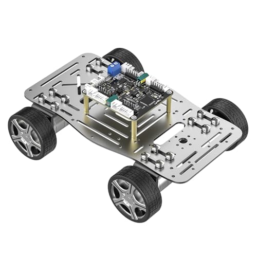 Yahboom RC Electric Car Chassis 4WD Wheels, Aluminum Alloy Motor,Suitable for DIY Electronic Design Competition, Expandable Raspberry Pi/UNO R3/Jetson (Chassis V1+Motor Driver Board) von Yahboom