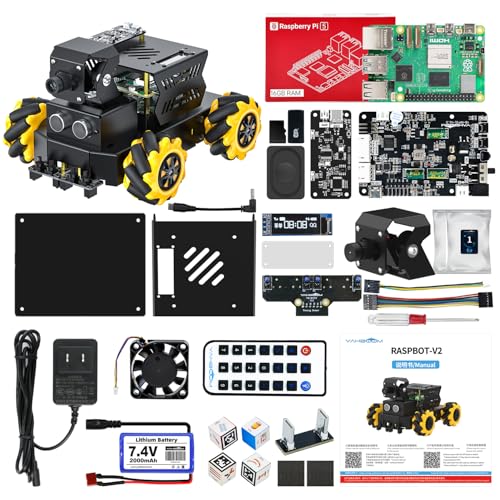 Yahboom RPi 5 ROS2 Robot Car 360°Movement, AI Vision & Tracking, Integrated Multimodal Large AI Model OpenRouter, AI Voice Interaction (Superior with RPi5-16GB) von Yahboom