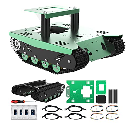 Yahboom Smart Robot Frame All Metal Intelligent Car Chassis Kit with 520 DC Motor School Education Electronic Project Kit (Crawler Chassis) von Yahboom