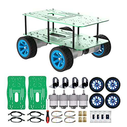 Yahboom Smart Robot Frame All Metal Intelligent Car Chassis Kit with 520 DC Motor School Education Electronic Project Kit (No Suspension Chassis with 4wd Drive) von Yahboom