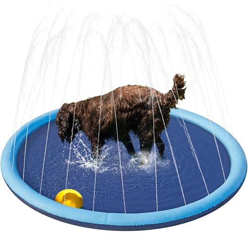 Yaheetech Hundepool 150cm, Faltbarer Splash Sprinkler Pad, 0.58mm Verdickt Wasserspielmatte, Anti-Rutsch & 4 Flicken, Hunde Wasserspielzeug Hundeplanschbecken, Sprühmatte Sprühkissen für Sommer Garten Yaheetech Hundepool 150cm, Faltbarer Splash Sprinkler Pad, 0.58mm Verdickt Wasserspielmatte, Anti-Rutsch & 4 Flicken, Hunde Wasserspielzeug Hundeplanschbecken, Sprühmatte Sprühkissen für Sommer Garten von Yaheetech