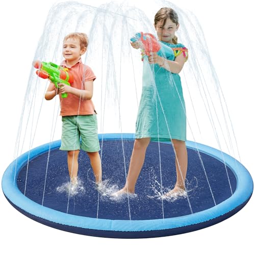 Yaheetech Sprinkler Wasser Spielmatte 170cm, Verdickte Splash Pad, Wasserspielzeug Sprinklerauflage für Kinder, Anti-Rutsch, Einstellbare Wasserhöhe, 4 Flicken, Wassersprinkler Pad für Sommer Garten von Yaheetech
