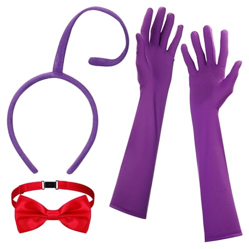 Yahenda 3-teiliges Halloween-Cosplay-Kostüm-Zubehör, inklusive Tentakel-Stirnband, Burgunderrot, Fliege, Handschuhe für Erwachsene, Rollenspiel-Party von Yahenda