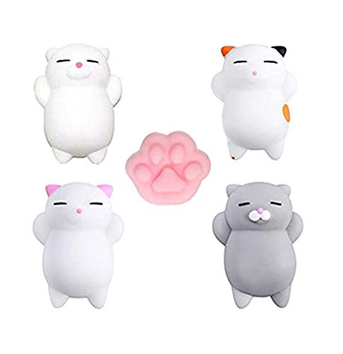 Yakiki Mini Squishies Mochi Squishys Set 5 Stück, Mini Tiere Stress Relief Squeeze Spielzeug Super Kawaii Katze Squishy Langsam Steigende Spielzeug von Yakiki