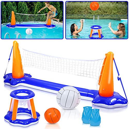 Yakimz Aufblasbares Pool Volleyball Set, Sommer Basketball Float Set Party Spaß Schwimmen Spiel Spielzeug von Yakimz