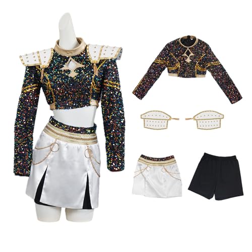 Yamaler Girls Demon Hunters Kostüm Halloween Pop Sängerin Cosplay Outfit Komplettset für Bühnenauftritt Karneval Mottoparty (A, 130cm) von Yamaler