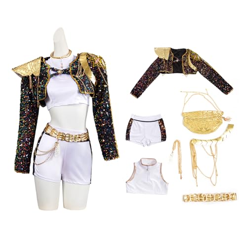 Yamaler Girls Demon Hunters Kostüm Halloween Pop Sängerin Cosplay Outfit Komplettset für Bühnenauftritt Karneval Mottoparty (B, 110cm) von Yamaler
