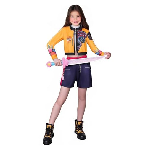 Yamaler Mädchen Rumi Mira Dämonenjäger Kostüm Kinder Popstar Outfit für Halloween Karneval Party Cosplay Bühne (A 150cm) von Yamaler
