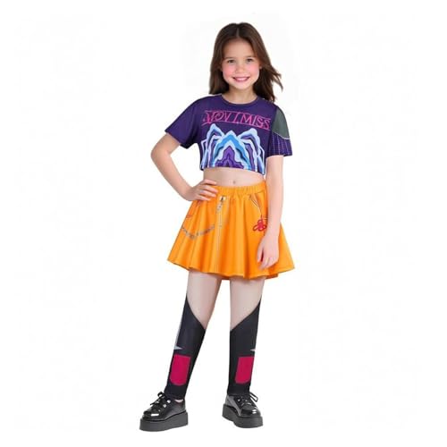Yamaler Mädchen Rumi Mira Dämonenjäger Kostüm Kinder Popstar Outfit für Halloween Karneval Party Cosplay Bühne (B 110cm) von Yamaler