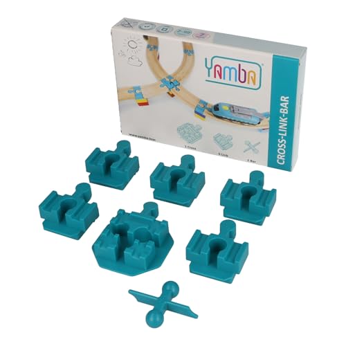 Yamba Adapter-Set Cross-Link-Bar - mit Adapter-Steinen für Brio®-Schienen und Duplo®-Bausteine. Passt auf alle gängigen Holzeisenbahnen und Klemmbausteine. Swiss Made (55052) von Yamba