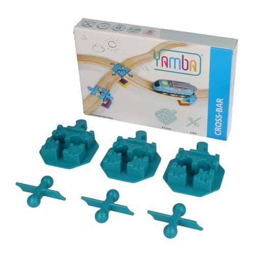 Yamba Adapter-Set Cross-Bar - mit Adapter-Steinen für Brio®-Schienen und Duplo®-Bausteine. Passt auf alle gängigen Holzeisenbahnen und Klemmbausteine. Swiss Made (65032) von Yamba