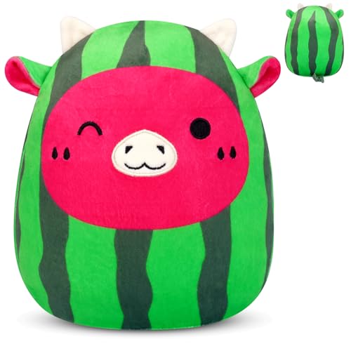 Yamepuia Kuh Kuscheltier,Niedliche Wassermelone Kuscheltier Kuh,Kuh PlüSchtier Kissen Geschenk füR Kinder Jungen MäDchen, Wassermelone Plush Kissen füR Sommers Dekorationen (20cm) von Yamepuia