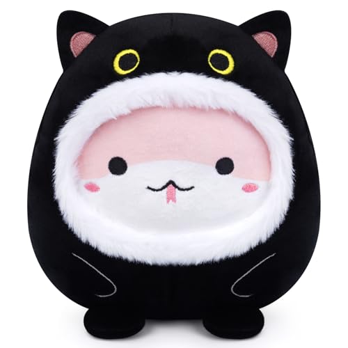 Yamepuia Schwarze Katze Kuscheltier,Niedliche Kuscheltier Katze Stofftier Schlange Kopfkissen,Weich Schwarze Katze Schlange PlüSchtier Spielzeug Geschenke füR Kinder Jungen MäDchen von Yamepuia