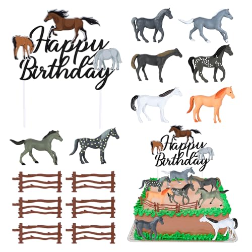Yamitora 15 Stück Pferde Tortendeko Geburtstag Cake Toppers Pferde Cupcake Toppers Realistische Kunststoff Pferde Zaun Tortenstecker für Geburtstag Thema Party Torte Dekorationen,360-Grad Mini Yamitora 15 Stück Pferde Tortendeko Geburtstag Cake Toppers Pferde Cupcake Toppers Realistische Kunststoff Pferde Zaun Tortenstecker für Geburtstag Thema Party Torte Dekorationen,360-Grad Mini von Yamitora