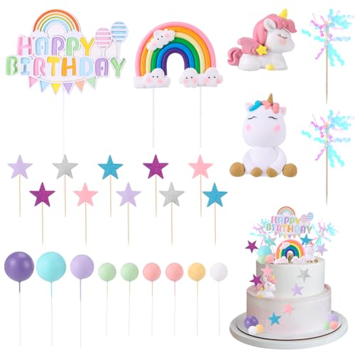 Yamitora 25 Stück Einhorn Tortendeko Geburtstag,Einhorn Kuchendeko Kuchen kinder Einhorn Kuchen Topper Regenbogen Einhorn Happy Birthday Sterne ball Kuchen Deko für Kinder Mädchen Junge Yamitora 25 Stück Einhorn Tortendeko Geburtstag,Einhorn Kuchendeko Kuchen kinder Einhorn Kuchen Topper Regenbogen Einhorn Happy Birthday Sterne ball Kuchen Deko für Kinder Mädchen Junge von Yamitora