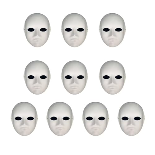 Yamoloz 10 Stück bemalbare Papiermasken für Karneval, Cosplay, Halloween-Party, Damen, Herren, DIY, weiße Papiermaske, Maskerade, Zellstoff, blanko zum Malen Yamoloz 10 Stück bemalbare Papiermasken für Karneval, Cosplay, Halloween-Party, Damen, Herren, DIY, weiße Papiermaske, Maskerade, Zellstoff, blanko zum Malen von Yamoloz