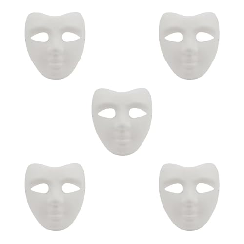 Yamoloz Lackierbare Papiermasken für Karneval, Cosplay, Halloween-Party, Damen, Herren, DIY, weiße Papiermaske, Maskerade, Zellstoffrohling zum Bemalen, 5 Stück Yamoloz Lackierbare Papiermasken für Karneval, Cosplay, Halloween-Party, Damen, Herren, DIY, weiße Papiermaske, Maskerade, Zellstoffrohling zum Bemalen, 5 Stück von Yamoloz