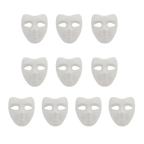 Yamoloz Malbare Papiermasken für Karneval, Cosplay, Halloween-Party, Damen, Herren, DIY, weiße Papiermaske, Maskerade, Zellstoffrohling zum Bemalen, 10 Stück Yamoloz Malbare Papiermasken für Karneval, Cosplay, Halloween-Party, Damen, Herren, DIY, weiße Papiermaske, Maskerade, Zellstoffrohling zum Bemalen, 10 Stück von Yamoloz