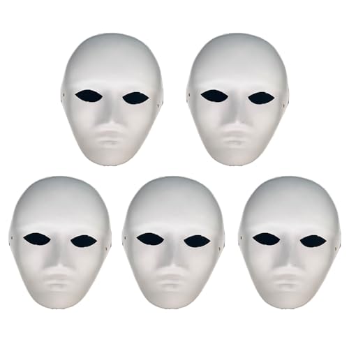 Yamoloz Malbare Papiermasken für Karneval, Cosplay, Halloween-Party, Damen, Herren, Maske, DIY, weißes Papier, Maskerade, Zellstoff, blanko, zum Malen, 5 Stück Yamoloz Malbare Papiermasken für Karneval, Cosplay, Halloween-Party, Damen, Herren, Maske, DIY, weißes Papier, Maskerade, Zellstoff, blanko, zum Malen, 5 Stück von Yamoloz