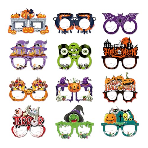 Yanayi Halloween Brillen,12 Stück Papier Party-Brillen | Lustiges Kinder Brille Zubehör Für Halloween Cosplay Gruselhaus Musikfest Fotobox von Yanayi