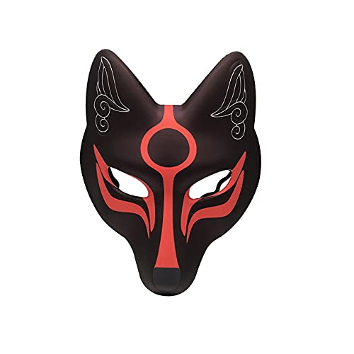 YangYong Kitsune Fuchs Maske für Halloween Maskerade Party Kabuki PU Masken für Kostüm von YangYong
